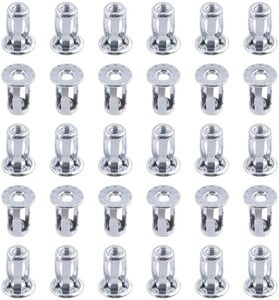 Rustark 30Pcs M4 Steel Jack Nuts Petal Nuts, Heavy Duty Zinc Plated Jacknut Threaded Insert Petal Nuts Expansion Jack Nuts Threaded Insert Nuts Rivnut Blind for Hollow Wall Iron Skin