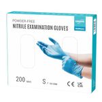 EUROPAPA® Disposable Nitrile Gloves Powder-Free Examination Gloves EN455 EN374 Latex-Free Disposable Gloves in Sizes S, M, L & XL Pack of 200 (S, Blue)
