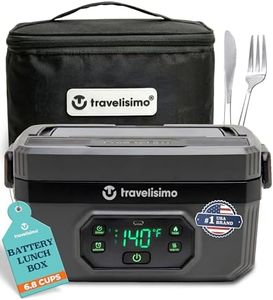 TRAVELISIMO Heated Lunch Box Cordless XL 6.8 Cups – Electric Lunch Box Battery Powered, Portable Food Warmer for Travel & Work, Rechargeable Lonchera Eléctrica Portátil Para Calentar Almuerzo