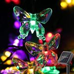 AERYS Solar String Lights Outdoor 21 Ft 30 LED Solar Butterfly Lights with 8 Lighting Modes LED Butterfly Fairy Light for Garden Yard Lawn Patio Party Decor (Multicolor)