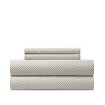 Chic Home Denise 4 Piece Sheet Set Super Soft Graphic Herringbone Print Design ââ‚¬â€œ Includes 1 Flat, 1 Fitted Sheet, and 2 Pillowcases, King, Beige