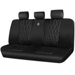 CAR PASS Luxury Faux Leather Rear Bench Car Seat Covers, Waterproof Anti Slip Back Seat Covers, Deluxe Automotive Backseat Cover Universal Fit for Most Cars Sedan SUV Pickup Truck (All Black)