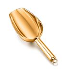 TeamFar 5oz Ice Scoop, Stainless Steel Food Scoop Metal Ice Scooper for Kitchen Bar Party Wedding, Heavy Duty & Sturdy, Easy Storage & Versatile, Mirror Finish & Smooth Edge, Gold