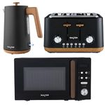 Salter COMBO-9195 Toronto Kettle, Toaster, Microwave Set – Kitchen Countertop Appliances, 1.7L Fast Boil Kettle, 4-Slice Wide Slot Toaster, 20 L Digital Microwave, 25.5cm Turntable, Black