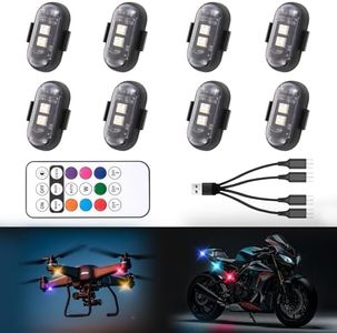 8PCS Wireless LED Strobe Lights with Remote Control,8 Colors Waterproof Anti-Collision USB Charing Led Warning Lights,High Brightness Wireless LED Lights for Car Drone Truck Motorcycle Aircraft Bike