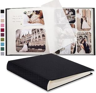 Pssoss Large DIY Scrapbook Photo Album 100 pages with Writing Space for 3x5 4x6 5x7 6x8 8x10 Pictures for Baby Wedding Family Children Anniversary Photo Album (Black)