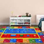 GlowSol Kids Rug 8 10 Baby Play Mat Alphabet Numbers Shapes Colors Educational Rug Playmat for Kids Toddlers Non Slip Kids Carpet for Bedroom Soft Area Rug for Playroom Fun Game Rug