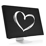 kwmobile Computer Monitor Cover Compatible with 24-26" Monitor - Brushed Heart White/Black