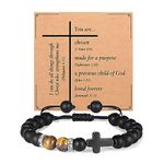 Mens Christian Gifts Jesus Bracelet Natural Stone Beads Bracelet for Boys Christian Christmas Gifts Christian Gifts for Teens