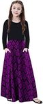 KYMIDY Girls Maxi Dress Kids Long Sleeve Casual Floral Dresses with Pockets for Girls 6-14 Years, Purple, 10 Years