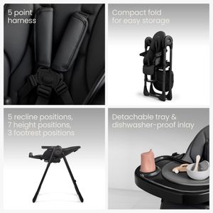 Silver Cross Gourmet Highchair – Black Adjustable Baby Seat