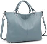 Kattee Women's Soft Leather Tote Bag, Top Satchel Purses and Handbags (Blue)