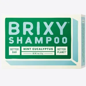 BRIXY Balance Shampoo Bar For Oily Hair, Argan Oil & Provitamin B, Gently Removes Oil, Styling Product, & Hard Water Build-up, pH Balanced, Color Safe, Vegan, Plastic Free - Mint Eucalyptus