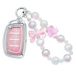 Pangpai Pink Key Fob Cover for VW Volkswagen Tiguan Atlas Jetta Passat Golf Alltrack Smart Key TPU Keys Case Shell Protector with Keychain Lanyard Girly Women Cute