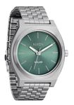 NIXON Time Teller Solar A1369 - Silver/Jade Sunray - 100m Water Resistant Men's Analog Solar Powered Fashion Watch (40.5mm Watch Face, 20mm 5 Link Stainless Steel Band), Silver / Jade Sunray, OSFM,