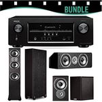 Denon AVR-S510BT Bundle 5.2 Channel Full 4K Ultra HD A/V Receiver with Bluetooth + A Polk Audio TSi Series Home Theater Speaker Package (TSi 400, TSi 100, CS10)