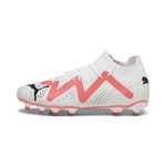 PUMA Men's Future Match Fg/Ag Soccer Shoe, White Black Fire Orchid, 10 UK