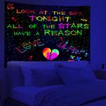 PSYHILAR Blacklight Lil Peep Tapestry, Black Light Posters for Adults, Look At the Sky Tonight Rapper Wall UV Tapestry for Bedroom (60 x 50 Inches)