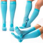 3 Pairs of Compression Socks for Women & Men Knee High Compression Socks - Relieve Calf & Leg Pain - Graduated to Boost Circulation & Reduce Edema Swelling, Nurse & Runner Recommended - (Blue, S)