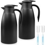 2 Pcs 68oz Stainless Steel Thermal Coffee Carafe, Double Walled Vacuum Thermos, Thermal Pot Flask for Coffee, Tea, Hot Water, Hot Beverage, 12 Hours Hot, 24 Hours Cold (Black)