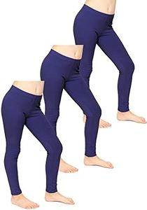 STRETCH IS COMFORT Girl's Cotton Footless Leggings Set of 3 Pieces | Stretchy | Size 2-14