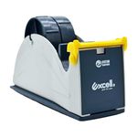 Excell ET-227 Blue/Grey Premium Twin-Roll Steel Desk Top Dispenser: 2 in. Wide (3 in. core) + LuxProdX Sticker