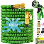 Expandable Hose Pipe for Garden 100FT/30m, Expanding Flexible Hosepipe with 3/4"1/2" Quick Connectors, Retractable Water Hose Pipe Magic Hose 10 Function Spray Gun for Gardening and Watering