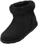 festooning Girls Faux Fur Shearling Style Boot Girls Warm Winter Flat Non-Slip Zip Snow Boots for Indoor Outdoor Big Kid Black 1