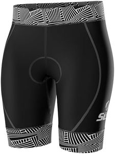 SLS3 Triathlon Shorts Women, Slim Athletic Fit - Womens Tri Shorts for All Abilities, Super Comfy with Soft Chamois Pad (Mono Outline, X-Large)