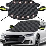 Mengine Windshield Snow Cover, Magnetic Car Snow Windscreen Cover, Sunshade Windscreen Coverwith 9 Magnets and Side Wing Mirror Covers, Windshield Frost Guard Fit for Cars (Black, 145 * 118cm)