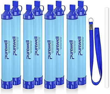 Purewell Outdoor Water Filter Personal Water Filtration Straw Emergency Survival Gear Water Purifier for Camping Hiking Climbing Backpacking(8PCS)