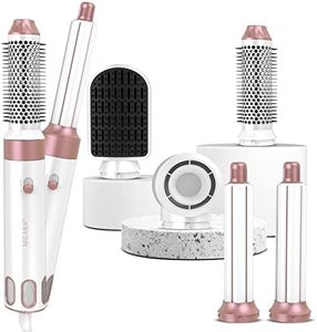 MIEARA 5 in 1 Hair Styler, Hair Dryer Brush, Negative Ionic High-Speed Hot Air Brush for Volumizing, Drying and Rotating, Hairdryer Brush for All Hair Types (A - White & Rose Pink)