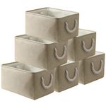 Storage Basket Bins [6 Pack] Fabric Basket - Decorative Baskets Storage Box Cubes Containers W/Handles for Clothes Storage Books, Home, Office, Bedroom, Parlor, Car Storage(36X26X17, Beige)