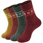 Pack of 4 Winter Warm Wool Socks Women socks Hiking Socks Knit Outdoor Recreation Socks for Women Soft and Comfortable…