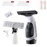 Window Vacuum Squeegee Cordless,Electric Cleaner with Power Blade,Streak-Free,for Window Cleaning,with 360ml Spray Bottle&Microfiber Cloth for Glass Doors, Mirrors, Car,Home (A)
