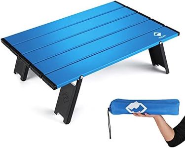 VILLEY Portable Mini Folding Beach Table, Ultralight Aluminum Side Table with Carry Bag for Camping, Picnics, and Outdoor Activities - Blue