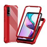 Ailiber for TCL 30Z Phone Case, Straight Talk TCL 30 Z T602DL Case with Screen Protector, Dual Layer Structure Protection, Shockproof Corner TPU Bumper, Slim Silicone Phone Cover for TCL 30Z-Red