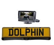 Dolphin Automotive Number Plate Mounted Parking Sensors AND Rear Reversing Camera Kit WITH 4.3" Dashboard Monitor / Screen