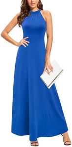 STYLEWORD Women's Summer Halter Neck Long Formal Dress Sexy Sleeveless Cocktail Evening Party Wedding Guest Maxi Dresses(Royal Blue,L)
