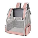 Large Cat Carrier Backpack, Pet Backpack Carrier for Small Dog Up to 16 Pounds, Breathable Vented Design Backpack for Travelling and Hiking Outdoor, Pink…