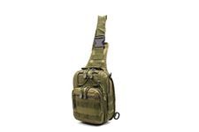 77Mall Sling Bag Tactical Backpack Outdoor Shoulder Bag Satchel Chest Packs Daypacks for Smart Phone Climbing Camping Cycling Hiking (Army Green)