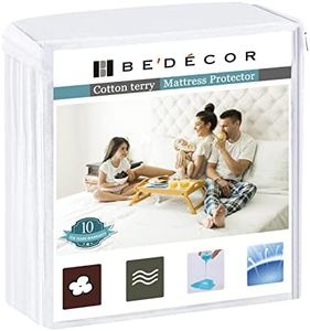 Bedecor Queen Mattress Protector Waterproof Cotton Mattress Cover Pee Proof Liquid Proof Pet Incontinence Elderly Essentials Bed Cover Fitted Sheet Deep Pocket for 9-18 inch Mattress