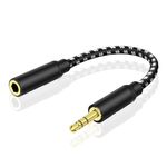 TNP Headphone Extender 3.5mm Audio Jack Extension Adapter - AUX Auxiliary Stereo Headset Connector Male to Female Plug 3 Pole for iPhone Android Smartphone Battery Case Speaker (6 Inch)