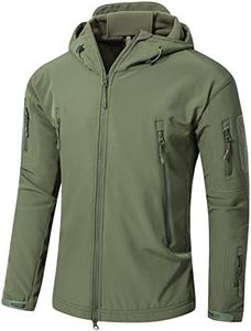 YFNT Men's Tactical Softshell Fleece Jacket Camouflage Military Hoodie Outdoor Warm Windproof Waterproof Coat Jackets Ski Jacket, Green, X-Large