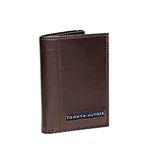 Tommy Hilfiger Men's Genuine Leather Slim Trifold Wallet with ID Window, Brown, One Size