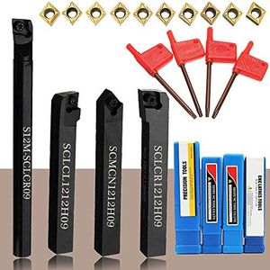 Outil de Tournage de Tour, Weytoll Jeu d'outils CNC Torno 4PCS+ Inserts en carbure CCMT09T304 + Clé T15