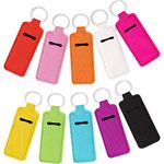 Boao 10 Pieces Chapstick Keychain Holder Lip Balm Holder Keychain Clip on Sleeve Colorful Chapstick Pocket Keychain Bag Accessories for Women