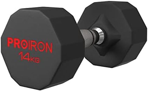 PROIRON Rubber Dumbbells Pure Steel Dumbbell, Friction Welding(Compact and Never loose) Weights Set Men Women Home Gym 14kg Fitness Training Exercise Body Strength Lifting Equipment (Single)