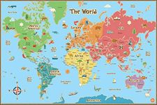 Wall Pops WPE0624 Kids World Dry Erase Map Decal Wall Decals