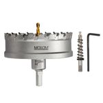 Mollom (4" | 102mm) Heavy Duty Carbide Hole Saw with 2 Pilot Drill Bits, Hole Cutter cuts Stainless Steel, mild Steel, Iron, Copper, Brass, Plastic